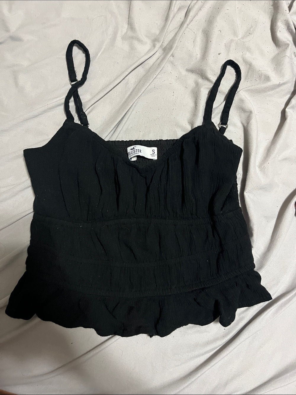 Hollister Black Smocked Ruffle Cami